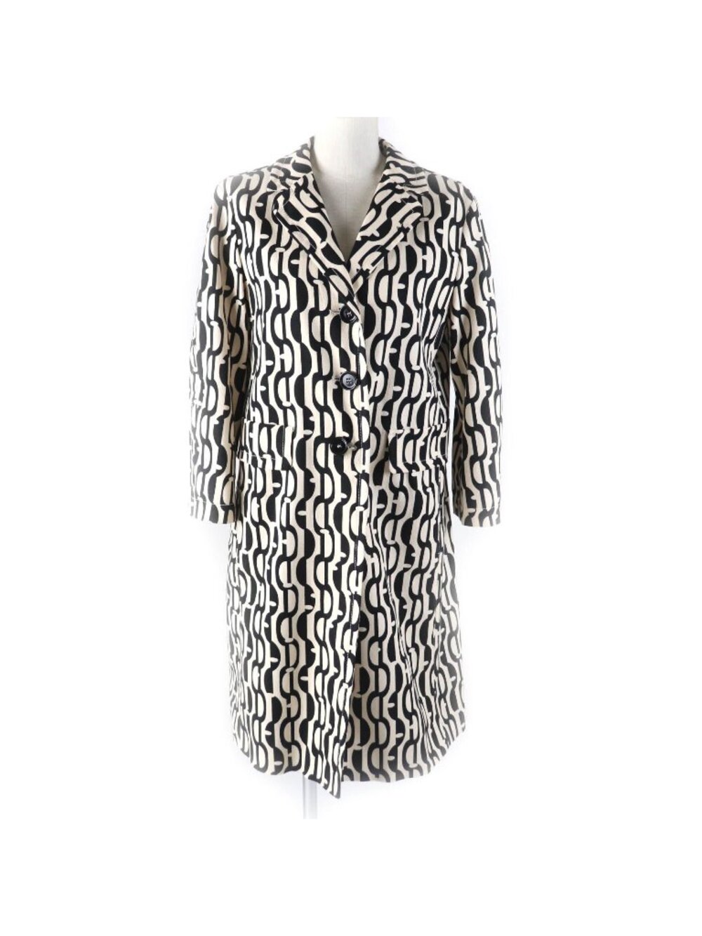 Max Mara S Design for Easy Living All Over Print Chesterfield Ivory Black 40